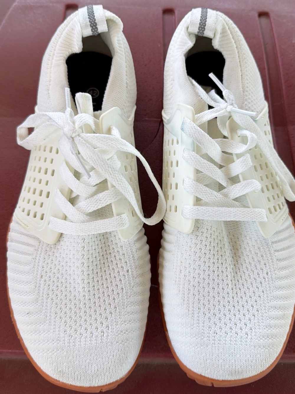 Men's White Knit Lace-Up Sneakers